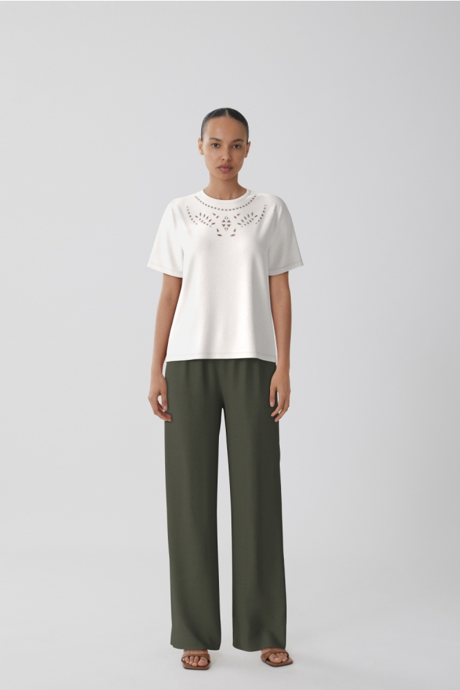 VIPAVIA EMB O-NECK S/S TOP/PB 14108964 Snow White